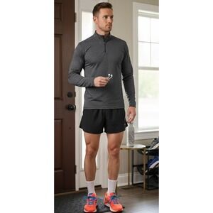 Real Essentials Dark Gray 1/4 Zip Pullover Shirt Lightweight Athletic Mens Sz XL